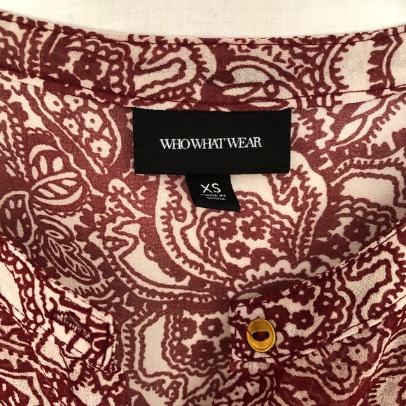 Who What Wear, Red & Ivory Sheer Dress, XS - Picture 5 of 7